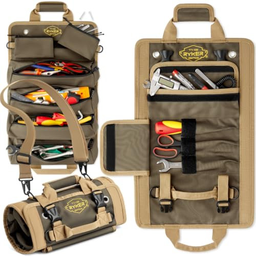 Ryker Bag Tool Organizer Roll Up with Detachable Pockets - Portable, Small Car Tool Bag Organizer for Mechanics
