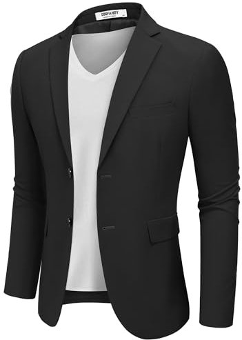COOFANDY Sakko Herren Sportlich Blazer Anzugjacken Business Freizeit Slim Fit Jackett Sommer Sportsakko Schwarz S