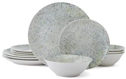 Mikasa Warren 12 Piece Dinnerware Plate Bowl Set, Service for 4