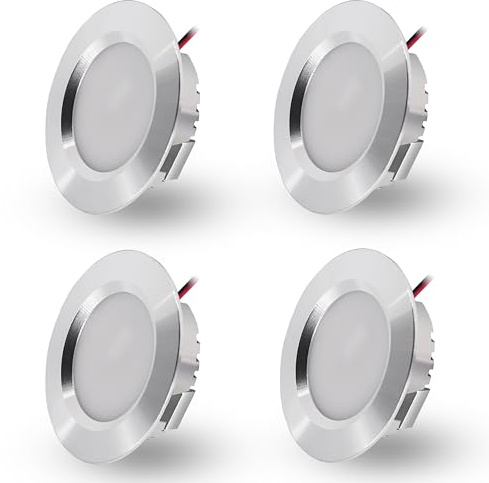 LED Einbaustrahler 230V 3W LED Spots Flach Einbauleuchten Einbauspots,Deckenstrahler Bohrloch 55-58mm und 15mm Flache,IP44 Deckenspots für Badezimmer,Küche,Wohnzimmer,4er Set (Silber Kaltweiß 6000k)