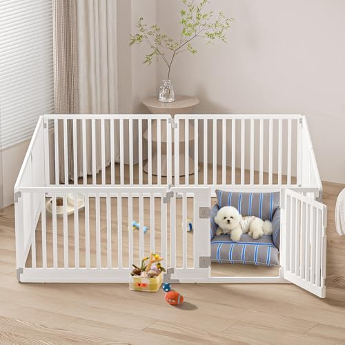 Gupamiga Parc pour chiots de chien pliable avec porte, pour la maison, solide et lisse, facile à installer, blanc, 178 x 178 cm