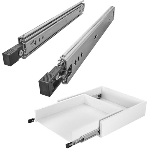 1 par SOTECH kraftiga medar VarioSlide KV2-100-H53-L850-EH 850 mm med lock-in/out snap-in-funktion med svart spak Kraftig fullutdragsskena, belastningsbar upp till 100 kg