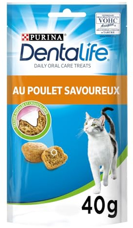 générique DENTALIFE – Friandises Saines au Poulet pour Chat Adulte, Soin Efficace de l’Hygiène Dentaire (40g) - Le Lot de 4