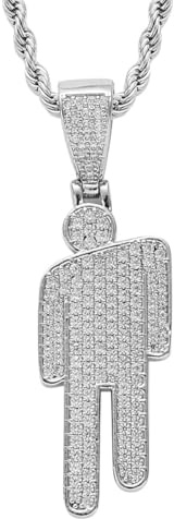 Durlo Hiphop Bad Guy Villain Halsband Zirkonhänge Par Skevt Huvud Silver Zirkon Accent