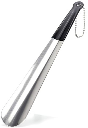 Horktrust Calzador Zapatos Largo 30 cm Acero Inoxidable, Calzador Metal Resistente Ergonómico, Shoe Horn Largo para Hombre Mujer, Ideal Mayores Embarazadas, con Cuerda