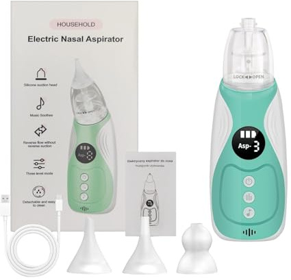 Barn Nasal Aspirator Elektrisk 3 Sugspetsar | Portabel Nässug för Barn Föräldrar Vårdare Resa Dagis Sovrum Daglig Rutin Sänggång