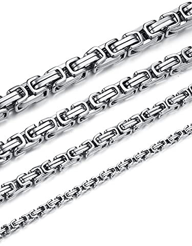 Jewow Edelstahl (6mm,55cm) Halskette für Herren Breite 4/6/8/10mm, Länge 36-76cm Wählbar