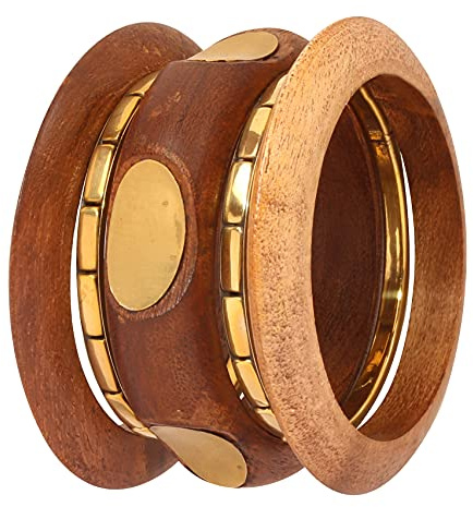 Touchstone wood bracelets for women bangle wooden jewelry handmade artisan bangles natural handcrafted brown olive stylish chunky boho bohemian bracelet brass metal inlaid woods stackable