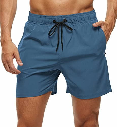 YuKaiChen Men's Swim Shorts with Zipper Pockets for Beach & Travel | Dark Mesh Lining for Modesty, Quick-dry & Chlorine-resistant, Color Stays Great for Beach, Pool & Vacation