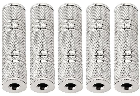 KUOQIY 5 Stücke 3.5mm Buchse auf Buchse Stereo Audio Adapter Kupplung, Metall Kopfhörer Klinkenstecker Koppler, 3,5 mm Stereo Klinkenbuchse, Silber