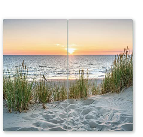 2x30x52cm - Herdabdeckplatte, Herdabdeckung für Glaskeramik-Kochfelder, Gehärtetes Glas, 60x52cm, mehrfarbig, Schneideplatte