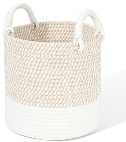 HDRNT Aufbewahrungskorb Geflochten Baumwollseil, Körbchen Wickeltisch Organizer Korb,Stapelbare Speicher Storage Basket, Aufbewahrung Körbe für Kinderzimmer Wohnzimmer Bad Aufbewahrungsbox 25 * 25cm