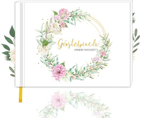 YILNUNFU Gästebuch Hochzeit, Hochzeitsbuch Gästebuch Blanko 120 Seiten Hochzeitsgästebuch Blanko ohne Fragen zum Ausfüllen Hochzeitsalbum für Hochzeit, Geburtstag, Babyparty, Polterabend(23.5x17.8cm)