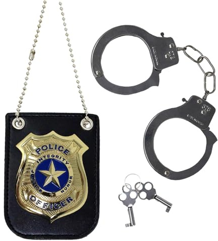 Accessoires pour costume de police, costume de police, menottes, insigne de police, jeu de rôle, menottes de police, costume de police, accessoires pour carnaval et cosplay