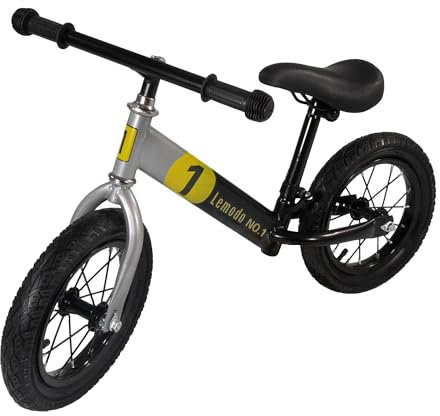 Lemodo Laufrad, Lauflernrad gelb mit Luftreifen, Kinderlaufrad ab 2 Jahre, 12-Zoll Luft-Räder, Kinder Fahrzeug höhenverstellbar, Balance Bike, max. Belastung 50kg