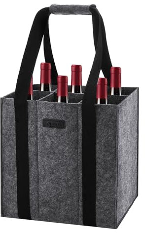 Lewooilt Flaschentasche 6 Flaschen, 1,5L Filz Flaschenträger 6 Fächer Wiederverwendbare Flaschen Tasche Flaschenkorb Getränketasche für Weinflaschen, Bierflaschen, Getränkeflaschen, Wasserflaschen