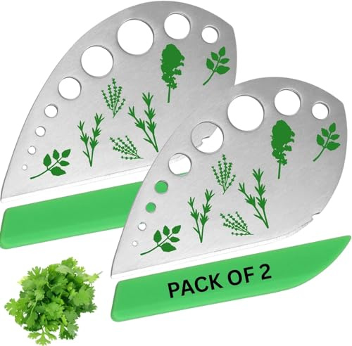 Kräuterabstreifer Set 2 Stück, 9-Loch Edelstahl Herb Stripper zum schnellen Entfernen von Blättern, Küchenhelfer Abstreifen Werkzeug für Petersilie,Rosmarin,Thymian,Basilikum,Grünkohl,Blattgemüse & Co