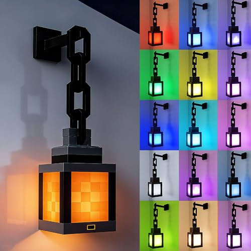 NAVESO Lámpara Nocturna Pixelada, Iluminación Infantil Nocturna 16 Colores,LED Lámparas De Pared Recargable con Mando A Distancia para Habitaciones,Decoración De Salas De Juegos
