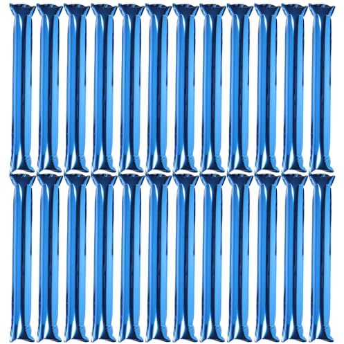Toddmomy 12 Pack Inflatable Cheering Sticks Blue Noise Sticks for Sports Events Concerts and Parties, 24pcs Long Inflatable Party Noise Makers for Fans and Supporters
