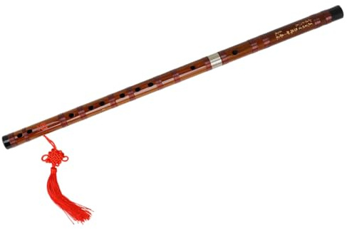 Totority Flauta de Bambú Tradicional China D en Tono Rojo Parduzco para Principiantes, Instrumento Musical de Madera Ligera y Portátil, Adecuado para Aprendizaje y Práctica en Casa