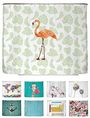 arteneur® - Flamingo - Anti-Schimmel Duschvorhang 240x200 - Recycelt mit Öko-Tex Standard 100 - Beschwerter Saum, Blickdicht, Wasserdicht, Waschbar, 16 Ringe & E-Book