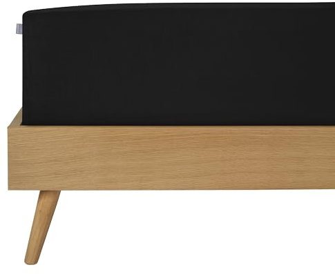 Schiesser Edeljersey Spannbettlaken Jessi | 100% gekämmte Baumwolle aus nachhaltiger Produktion | für Matratzen 180x200cm bis 190x200cm | Matratzenhöhe bis 22cm | Schwarz