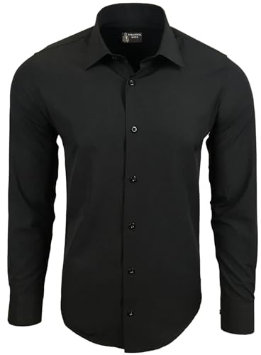Subliminal Mode Chemise Homme Manches Longues | Coupe Classique | Confortable et Facile à Entretenir | Idéale pour Le Bureau et Sorties Décontractées | Noir Uni S 444-5