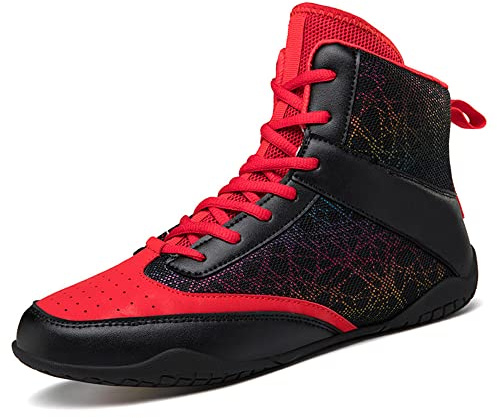 Zapatos de Boxeo para Hombres, Zapatos de Lucha Profesional, Zapatos de Entrenamiento físico, Botas de Boxeo para Mujeres Rojo EU 44