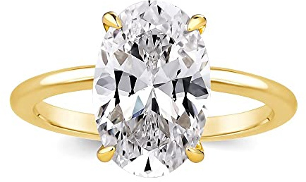 Effinny 3.5 Carat Elongated Oval Cut Engagement Ring for Women,925 Sterling Silver Solitaire Promise Ring (3.5ct,Golden, 7)