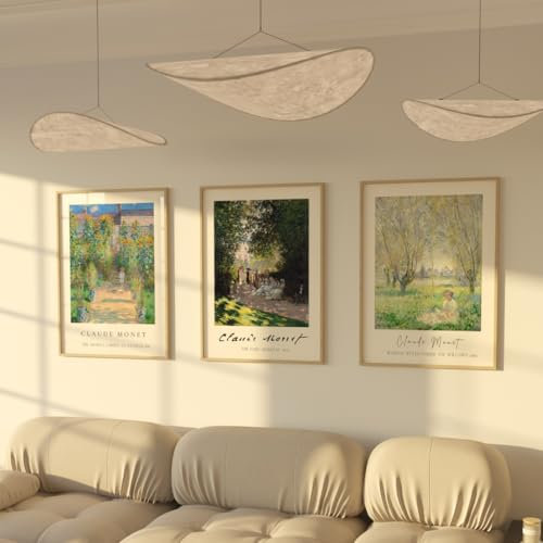 ZoeyAustin® 3 Doppelseitiges Kunstdruck Poster Set, Ohne Rahmen, DIN A3 (30cm x 42cm), Stilvolles Wandposter, 3 Wandbilder, Beidseitige Bilder (Monet)