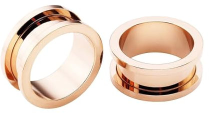 Lieson Flesh Tunnel Plug, 2 Stück Edelstahl Tunnel Set Rosegold Creolen 24mm Flesh Tunnel Rosegold
