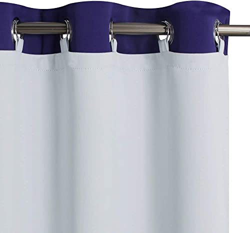 PONY DANCE Blackout Lining for Bedroom - 2 Panels of Privacy Versatile Curtains with Tab Top and Rings, Thermal Curtains for Living Room, Greyish White, 44 x 68 Inch Drop