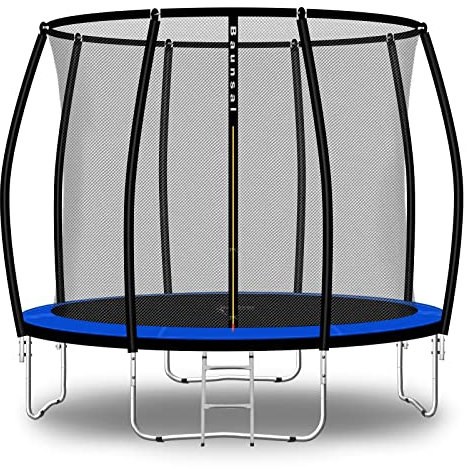 Baunsal® Trampolin Outdoor Ø 305 cm (FGIS) blau Komplettset Sprungmatte mit Netz und Leiter Gartentrampolin Outdoor Spielzeug Kinder Trampolin Kinder Outdoor Spielzeug Garten
