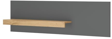 Furn.Design Wandregal in Eiche Wotan Holz und grau matt Büroregal für Homeoffice und Büro Wandboard Hängeregal zum Aufhängen 140 cm Center (Regal 3)