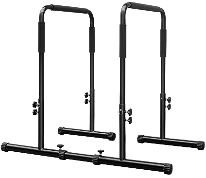FUNJEPE Station de barres de dip réglable, barres de traction, acier robuste, support de push-up parallèle, station de dip pour la maison, le gymnase, le renforcement musculaire, le workout, appareils