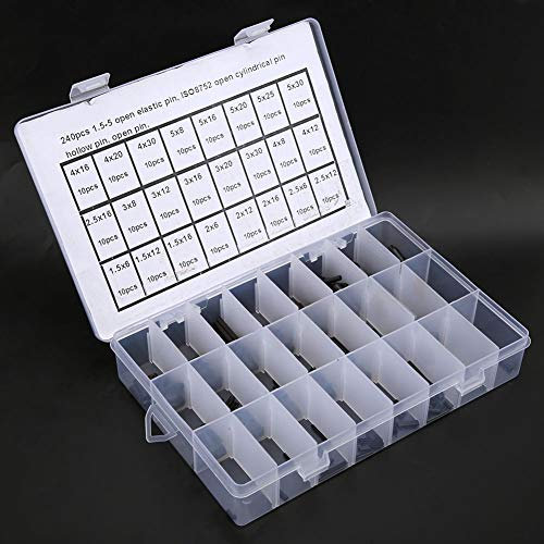 Pasador Cilíndrico Elástico, Piezas Auxiliares de Posicionamiento Hueco de Acero Al Carbono para Mecanizado y Ensamblaje Combinados, con Conveniente Caja de Almacenamiento