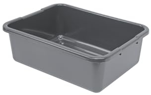Quantum FSB-21157RGY 21 Bussing Tub with Ribbed Bottom | Utility Plastic Storage Wash Basin Container for Commercial Restaurant Kitchen | Built-in Handles, 21L x 15W x 7H, Polypropylene, Gray