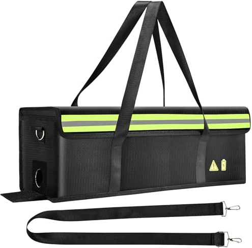 Luziyun Ebike Akku Tasche, 8 Schichten Brandschutz, Feuerfeste Tasche bis 1400 °C, Lipo-sichere Tasche, Wasserdicht, Explosionsgeschützt für Lagerung, Transport, Aufladung, 49 x 15 x 15 cm (L)