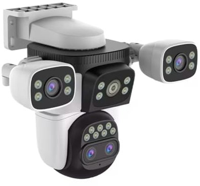 Générique Caméra de Surveillance 2025 WiFi 6 Extérieure, Dôme en Métal, Vision 360°, Zoom Longue Portée, Audio Bidirectionnel, Détection de Mouvement, Étanche IP66