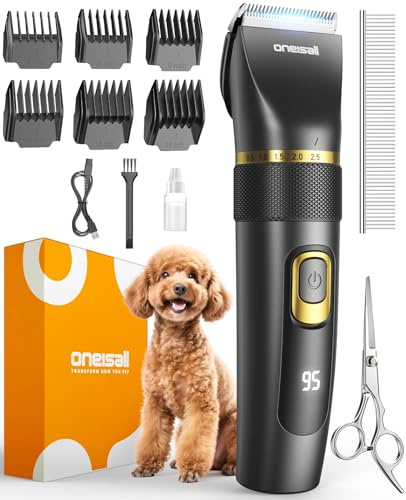 oneisall Leise Hundeschermaschine Upgrade Pro, Profi Schermaschine Hund Katze 2000mAh Wiederaufladbar, IPX7 Wasserdichtes Tierhaarschneidemaschine für die Fellpflege zu Hause