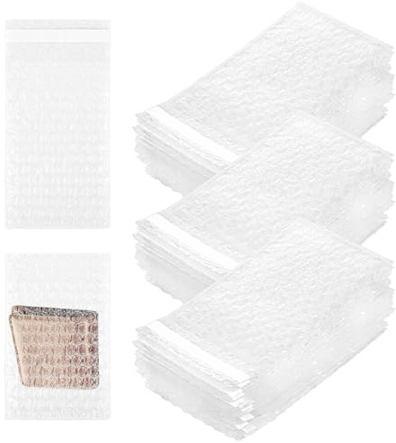 300pcs Clear Self-Sealing Bubble Wrap Pouches,4x6 Inches Double Layer Plastic Bubble Bags,Small Shockproof Protective Packing for Business Moving Shipping Packaging Storage