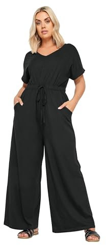 Yours Curve Black Wide Leg Jumpsuit - Women's - Plus Size Curve