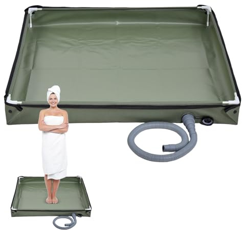 Bassine de Douche Pliable pour Camping, Cabine temporaire Portable avec Drain, étanche, multifonctionnelle, Installation Facile, Bassin de Drainage pour intérieur et extérieur, Camping-Car, Douche