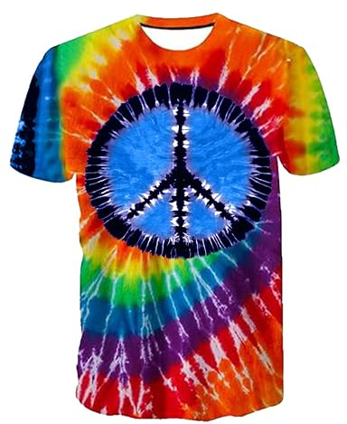 Mens Hippie Peace Sign T Shirt 60s 70s Vintage Short Sleeve Casual Tee