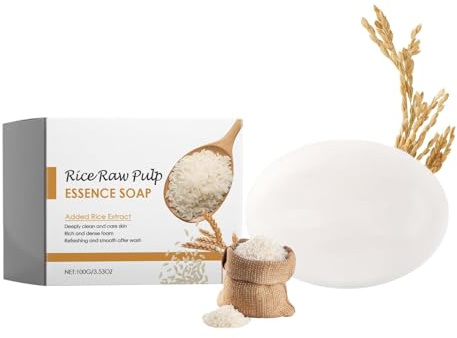 Rice Raw Pulp Cleanser, Rice Water Soap Bar, Deep Cleaning Hydrating Bar, Cleanse Moisturize Nourish Strengthen Handcrafted Soap, Brightens Tone, Long Lasting Moisturizing (1)