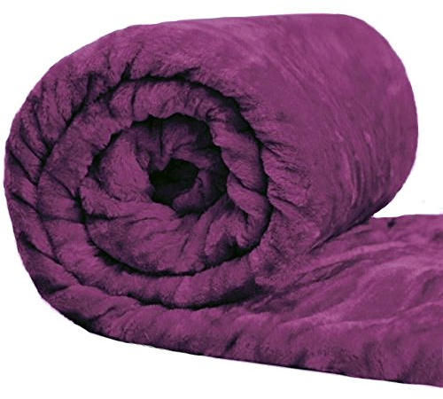 Sleep&Snuggle Premium Luxury Faux Fur Mink Throw Blanket - Soft, Cozy, and Warm - Double (150cm x 200cm) Bed Throw Blanket for Ultimate Comfort and Style – Purple
