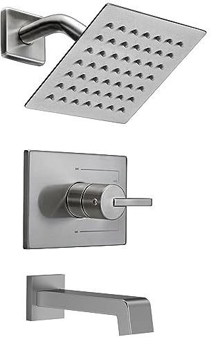 SOOOHOT Bathtub Shower Systems, Tub and Shower Faucet Set Combo with 6 Inch Brushed Nickel Shower Faucet Set, Shower Tub Faucets Sets Complete (Valve Included)