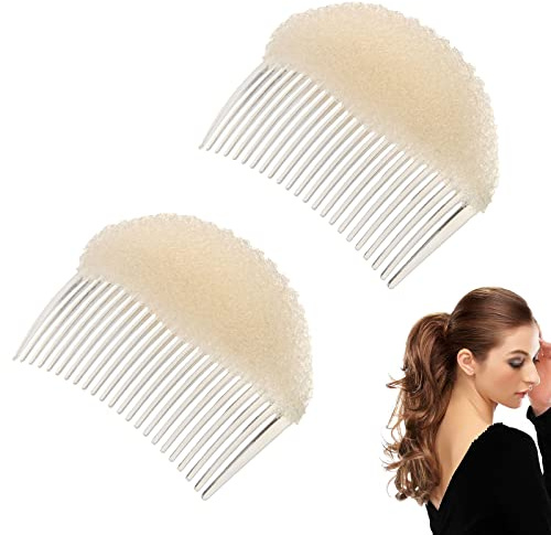 TUKNN Clip De Peine De Esponja, Base Invisible Para El Cabello, Almohadilla De Pelo Esponjoso, Almohadilla Para El Cabello, Inserciones De Esponja Para Peinar, Beige, 2 Piezas