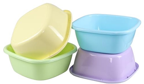 Waikhomes 4-Pack 12 Quart Plastic Wash Basin/Dish Pan Tub, Colored Dish Washing Basin