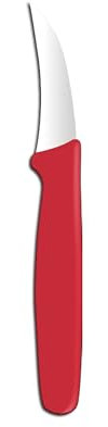 HENDI Couteau éplucheur, lame courbée, couteau bec d'oiseau, couteau d'office, couteau de cuisine pour éplucher les fruits et légumes, couteau tournant, 158x19x(H)9mm, inox, polypropylène, rouge